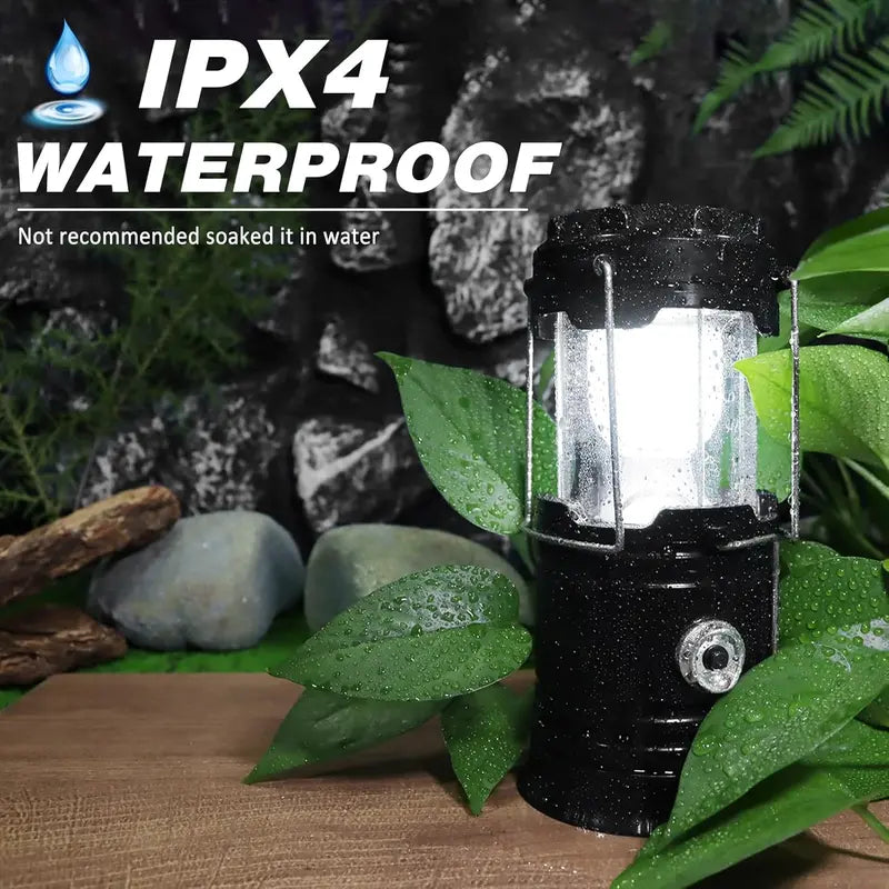4-Pack Rechargeable Solar Camping Lanterns – Foldable LED Lights with Magnetic Base & Hanging Hook for Camping, Hiking & Emergencies