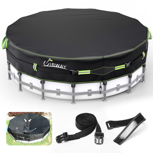 Round Above Ground Pool Winter Cover – Heavy-Duty 500D with Windproof Straps & UV Protection